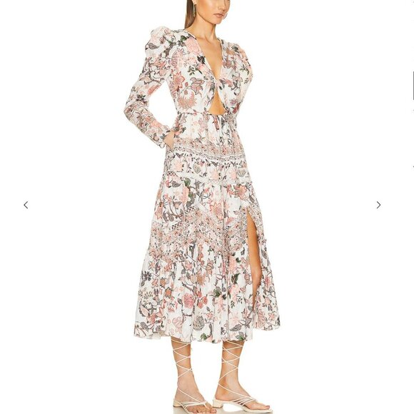 NWOT HEMANT AND NANDITA Tana Cut Out Midi Dress in Off White size small - Picture 3 of 6